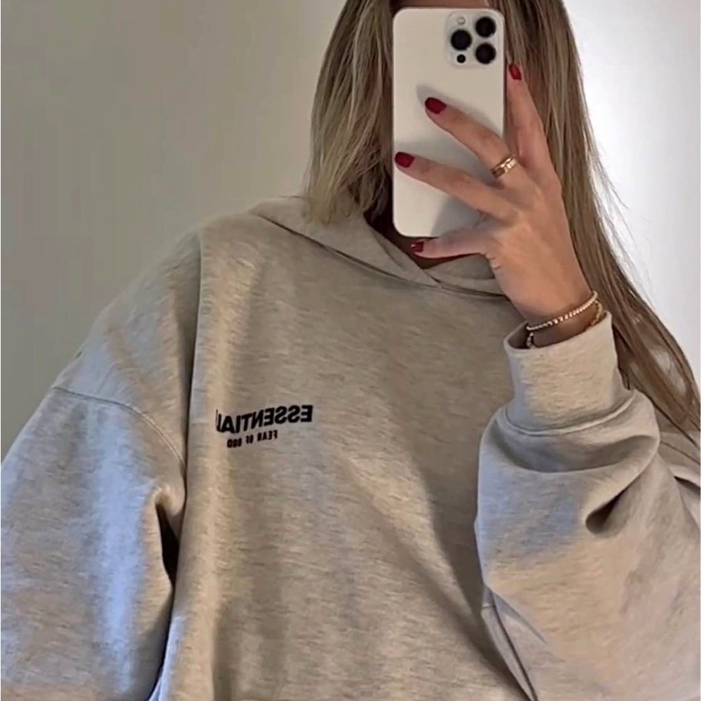 Essentials Light Gray hoodie style
